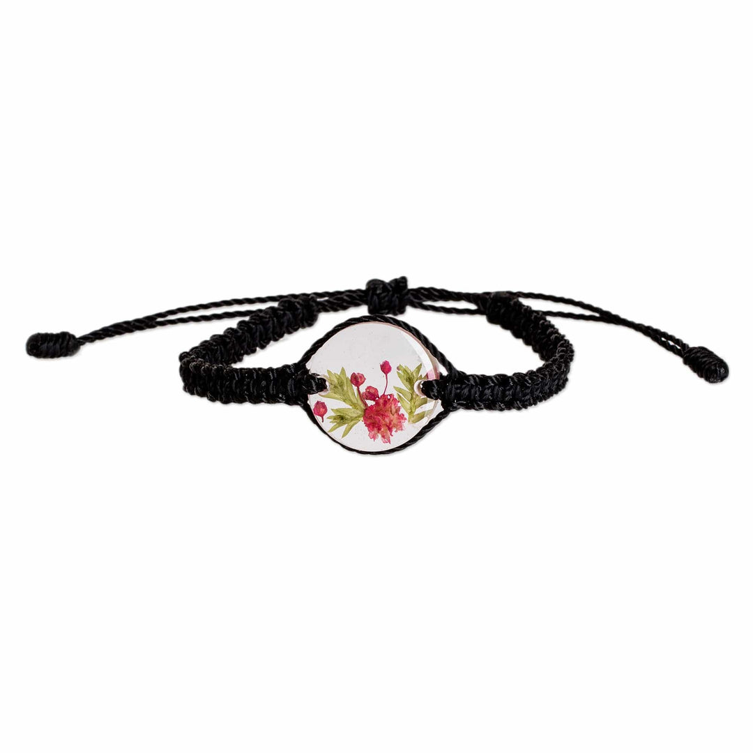 Set of Resin Butterfly Pendant Necklace and Macrame Bracelet - Morpho Hopes