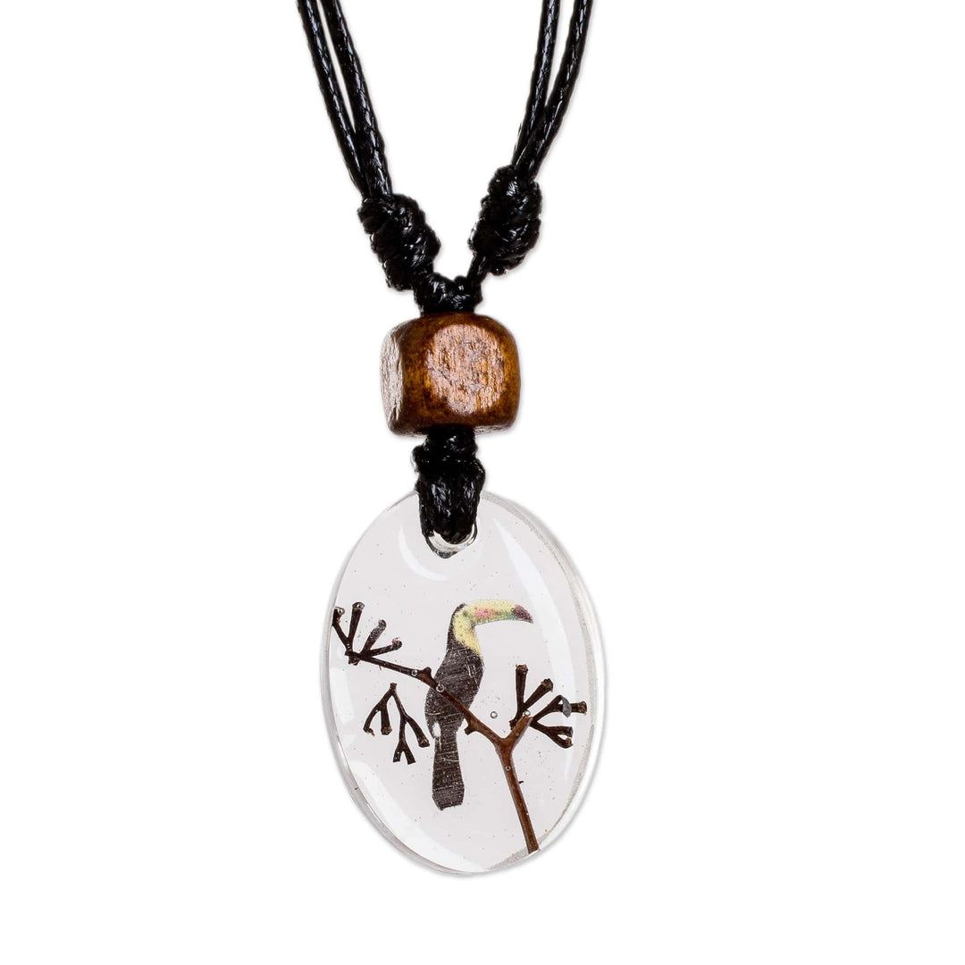 Set of Resin Toucan Pendant Necklace and Macrame Bracelet - Toucan Realm