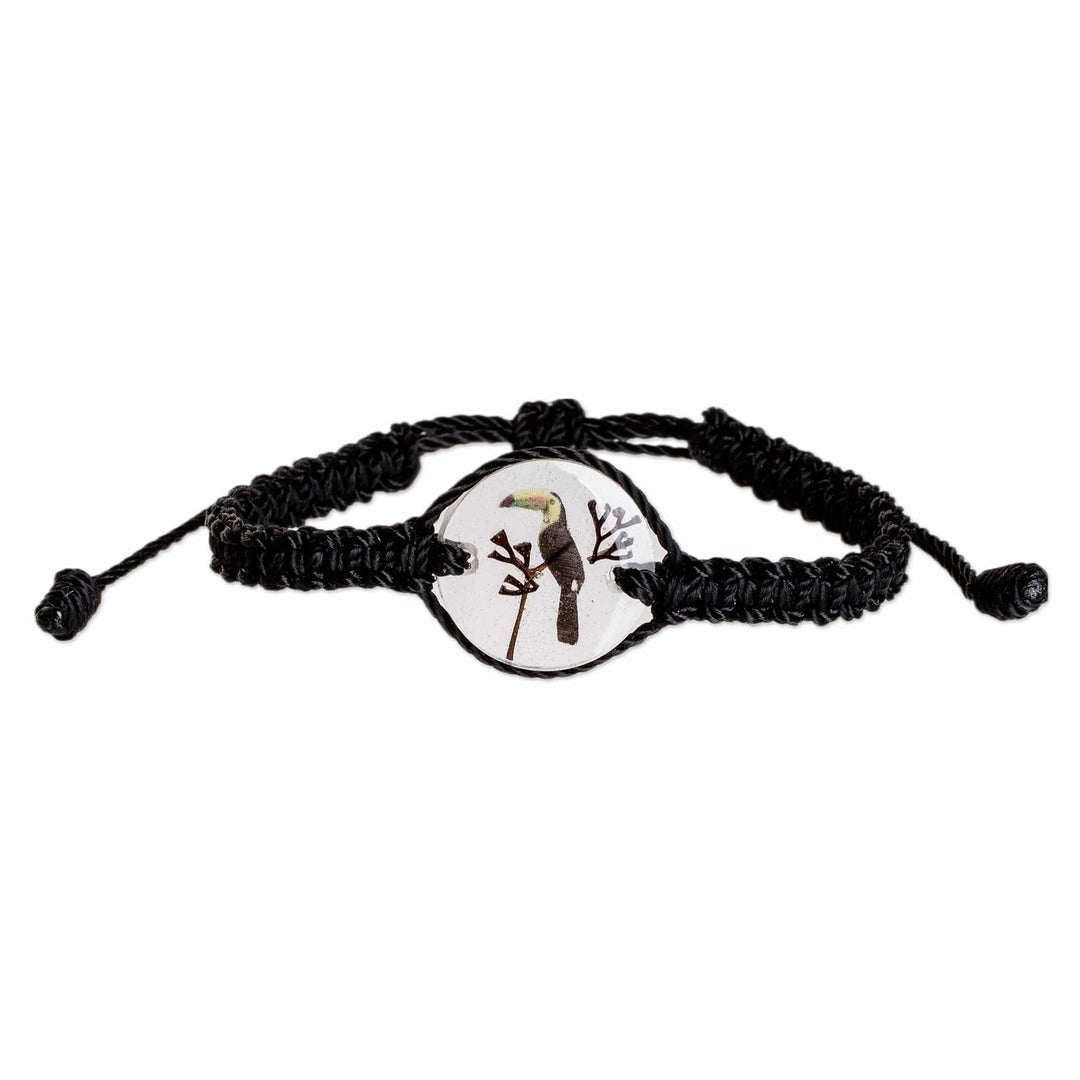 Set of Resin Toucan Pendant Necklace and Macrame Bracelet - Toucan Realm