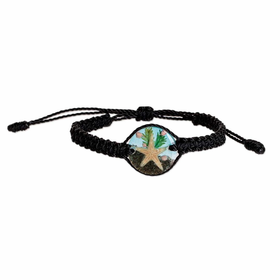 Set of Resin Starfish-Themed Necklace and Macrame Bracelet - Sea Celebrity