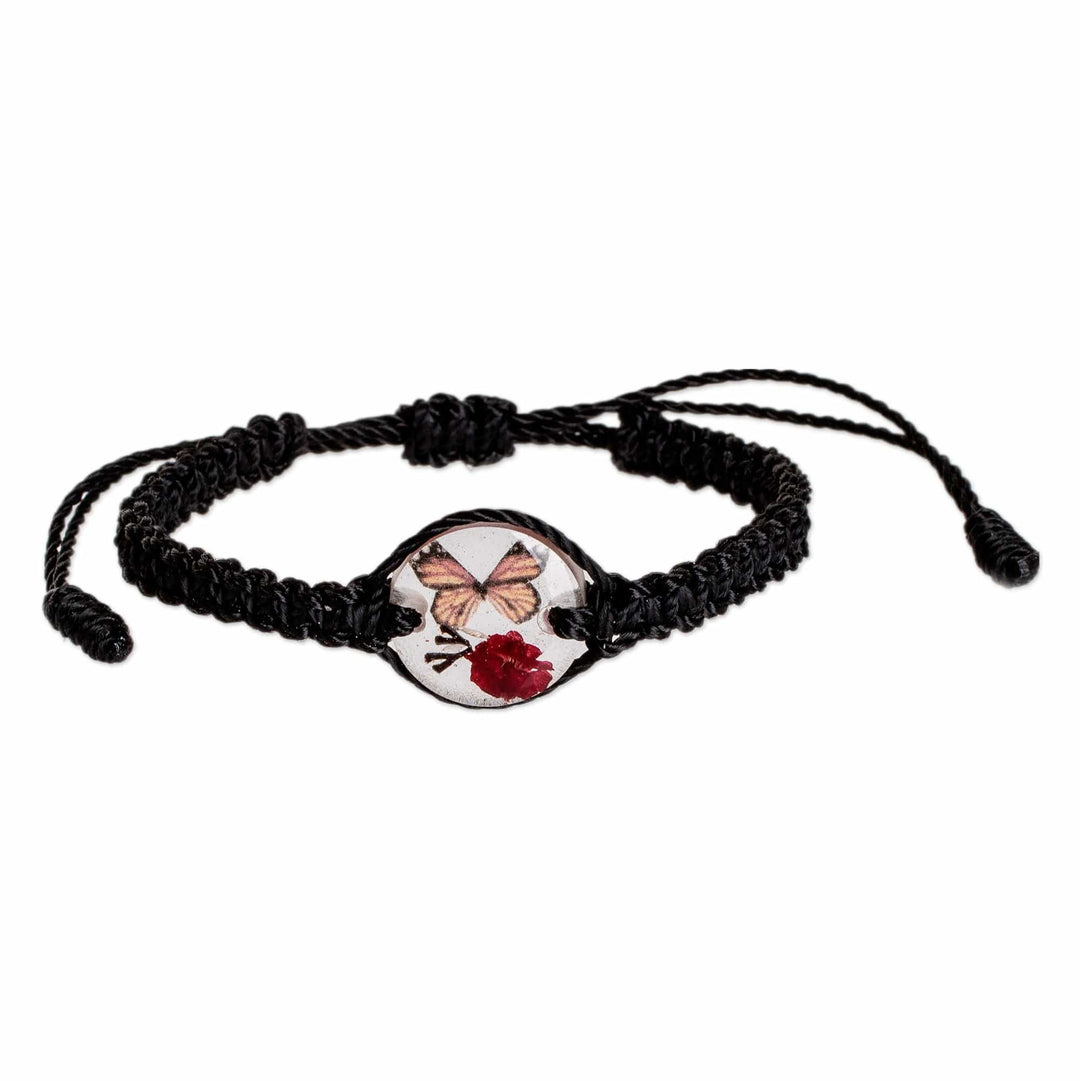 Set of Resin Monarch Butterfly Necklace and Macrame Bracelet - Monarch Hope