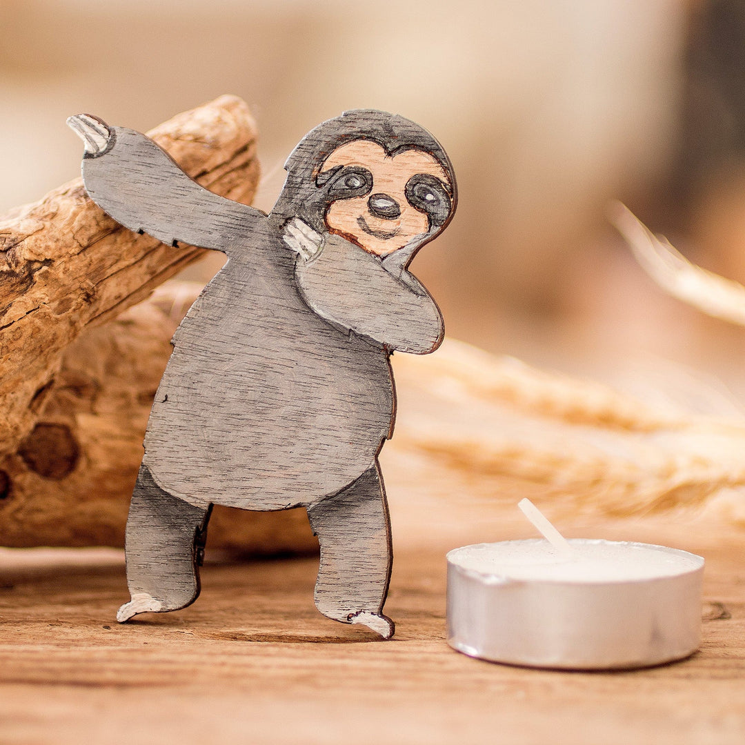 Hand-Painted Whimsical Dancing Sloth Pinewood Magnet - Trendy Sloth