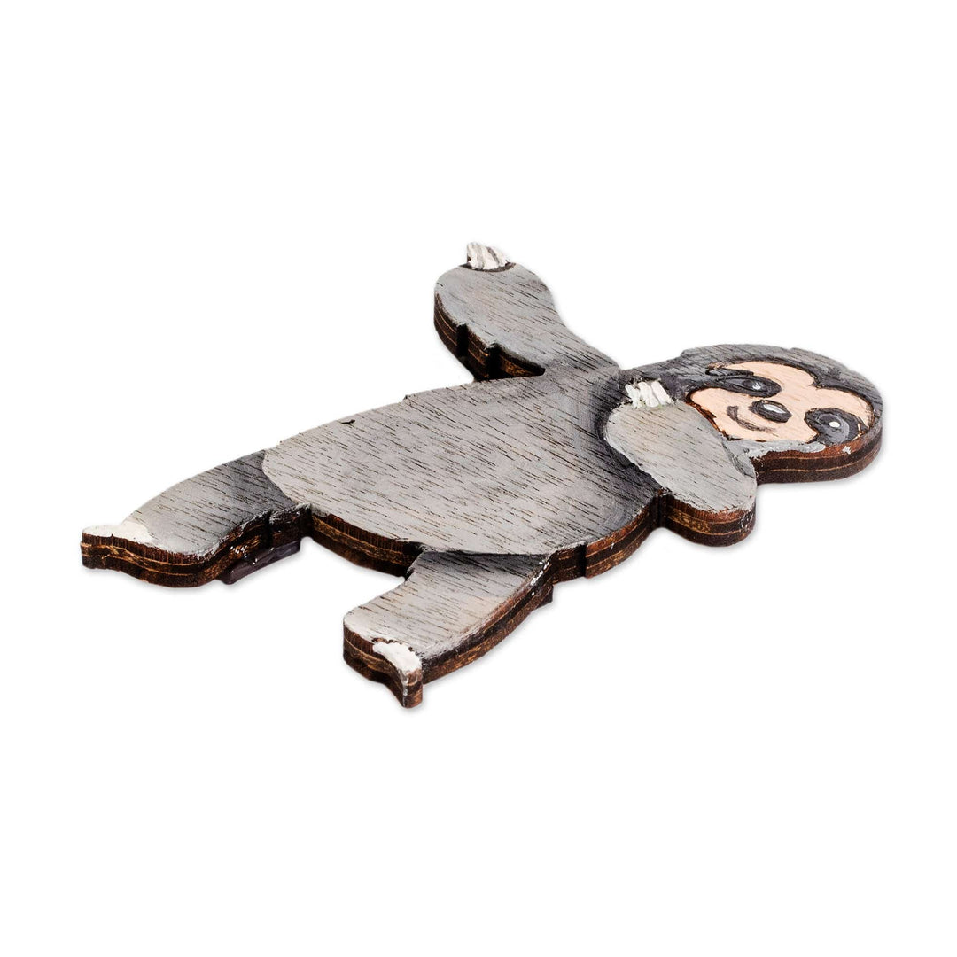 Hand-Painted Whimsical Dancing Sloth Pinewood Magnet - Trendy Sloth