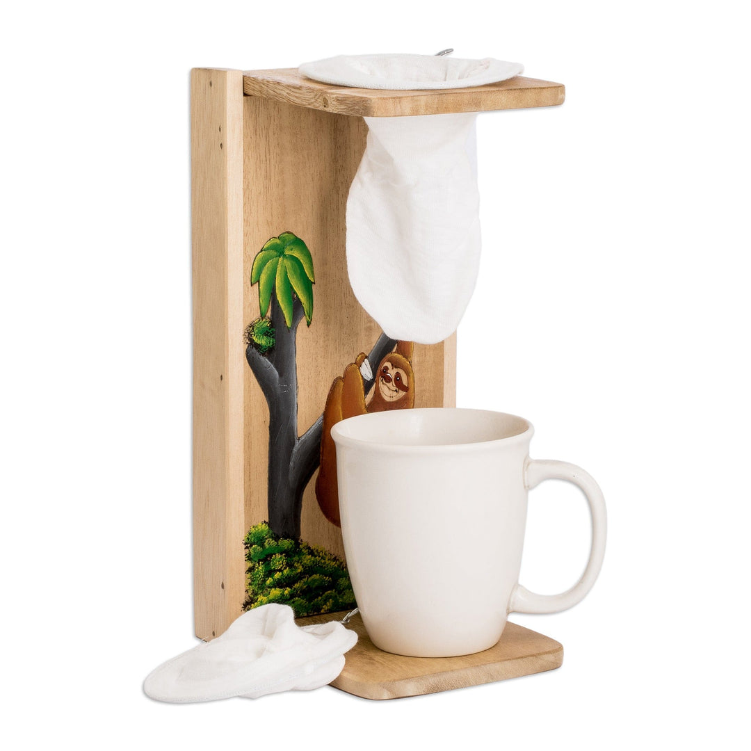 Painted Nature-Themed Wood Single-Serve Drip Coffee Stand - Paradise Aroma