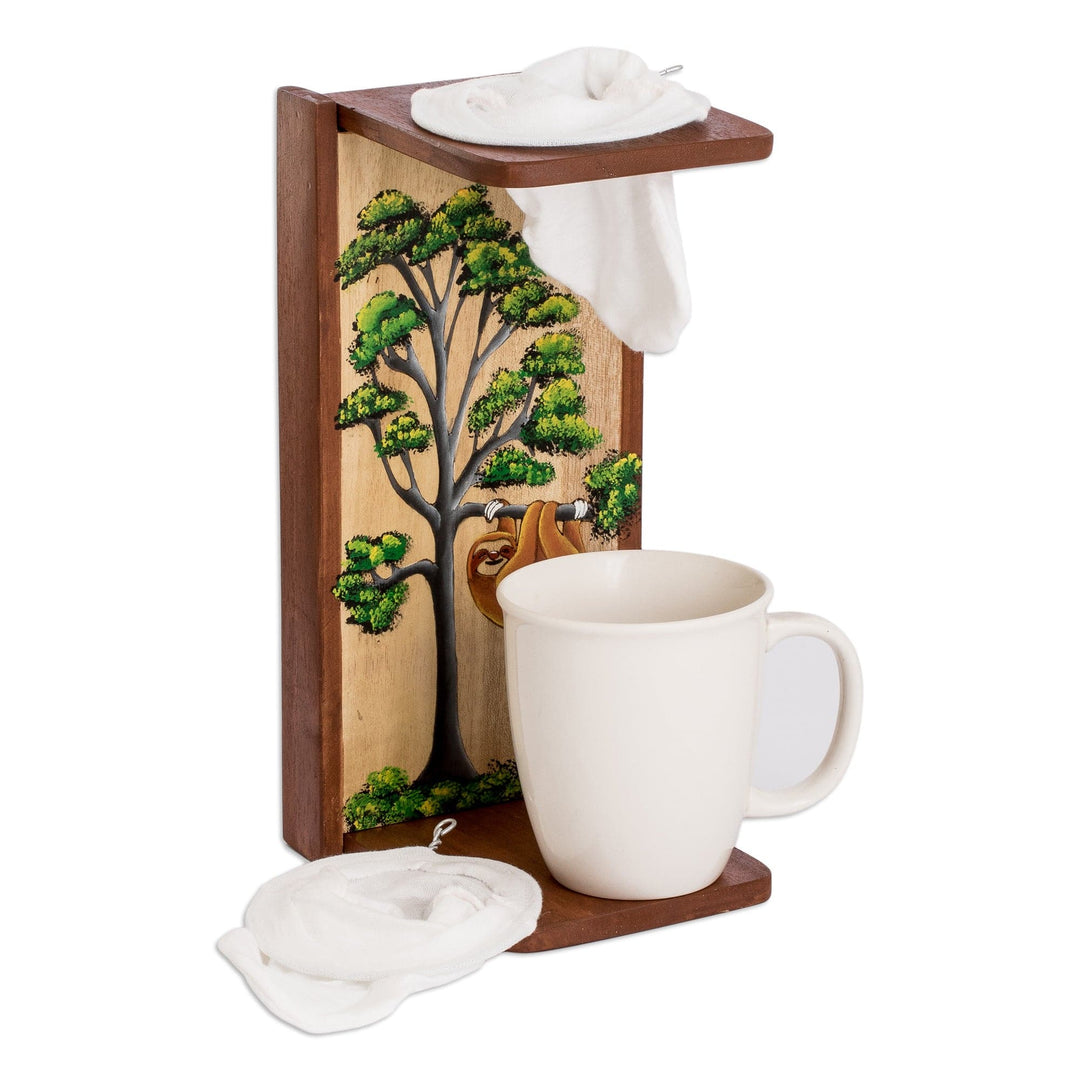 Painted Nature-Themed Brown Single-Serve Drip Coffee Stand - Eden Aroma