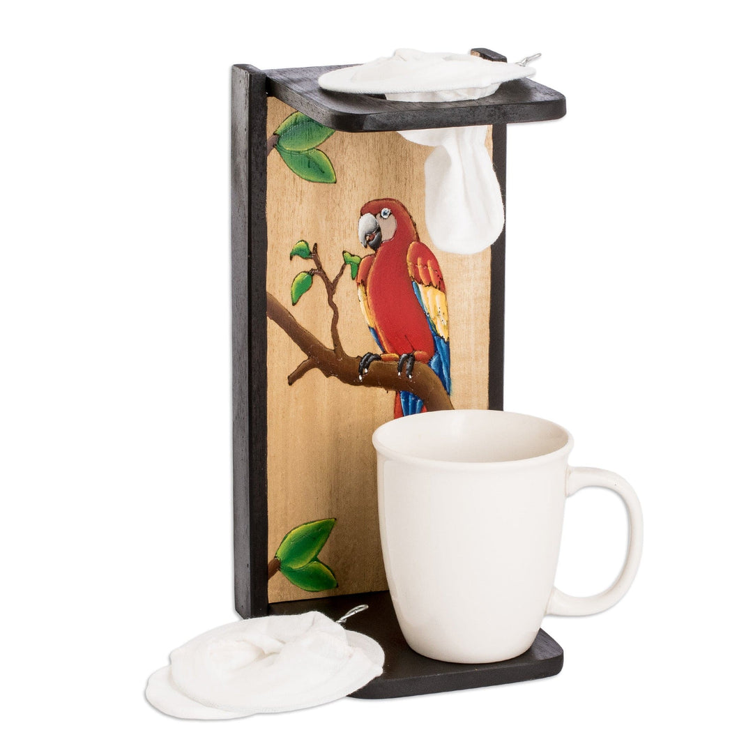 Painted Nature-Themed Black Single-Serve Drip Coffee Stand - Tropical Aroma