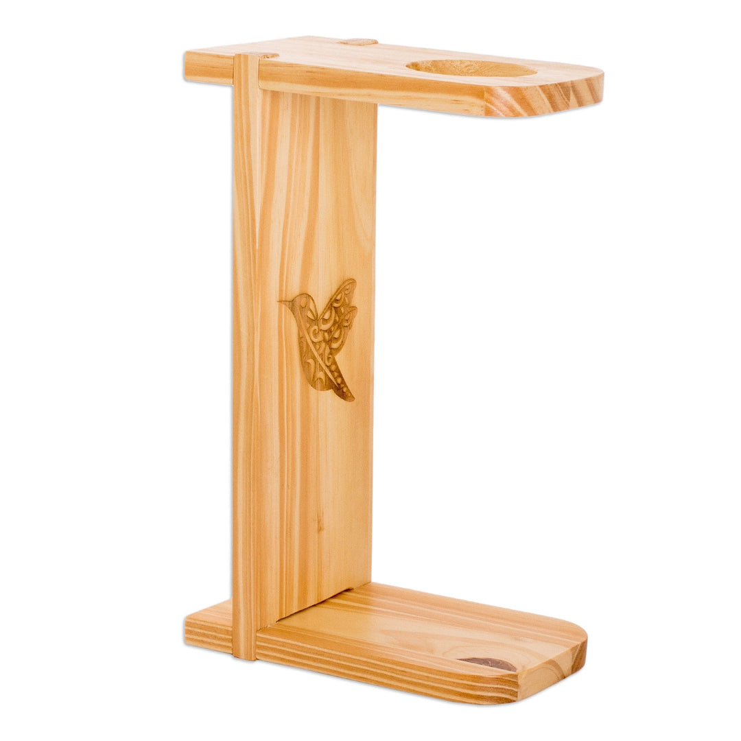 Hummingbird-Themed Pinewood Single-Serve Drip Coffee Stand - Harmonious Scents