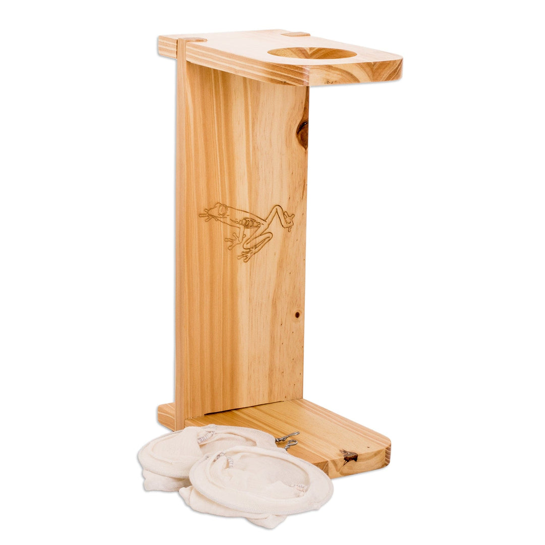 Frog-Themed Pinewood Single-Serve Drip Coffee Stand - Lucky Scents