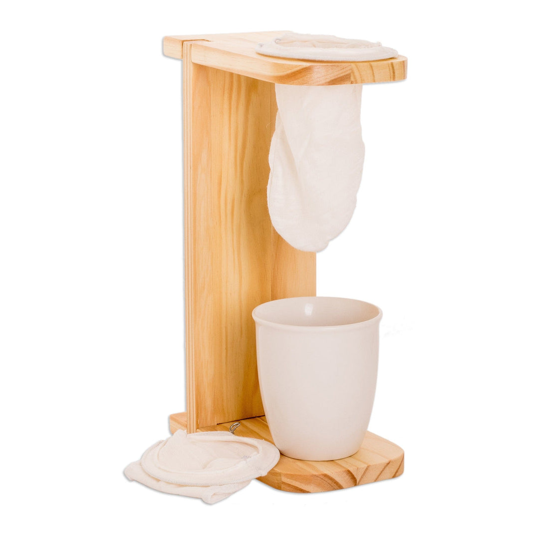 Handcrafted Pinewood Single-Serve Drip Coffee Stand - Delightful Scents