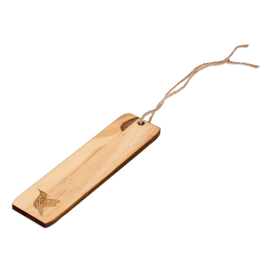 Tropical Hummingbird-Themed Handcrafted Pinewood Bookmark - Harmonious Words