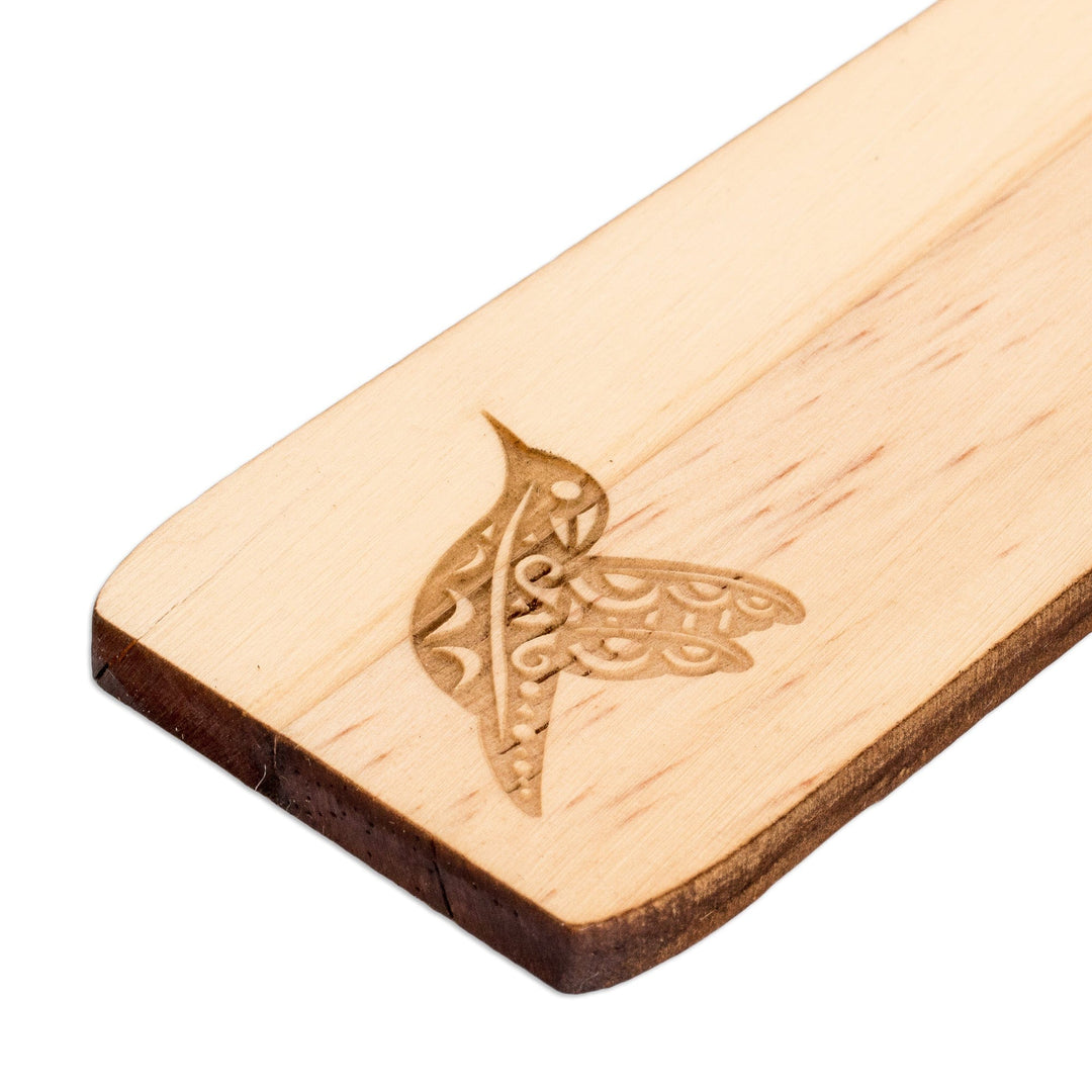 Tropical Hummingbird-Themed Handcrafted Pinewood Bookmark - Harmonious Words