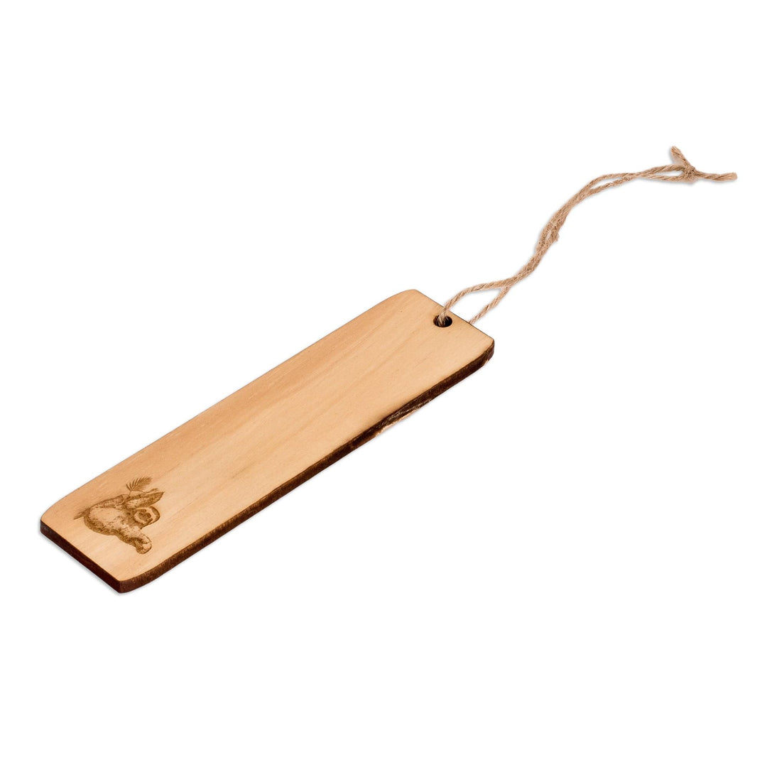 Tropical Sloth-Themed Handcrafted Pinewood Bookmark - Peaceful Words