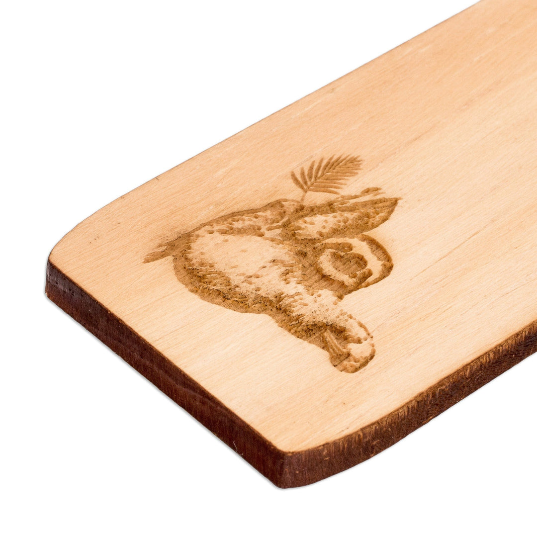 Tropical Sloth-Themed Handcrafted Pinewood Bookmark - Peaceful Words