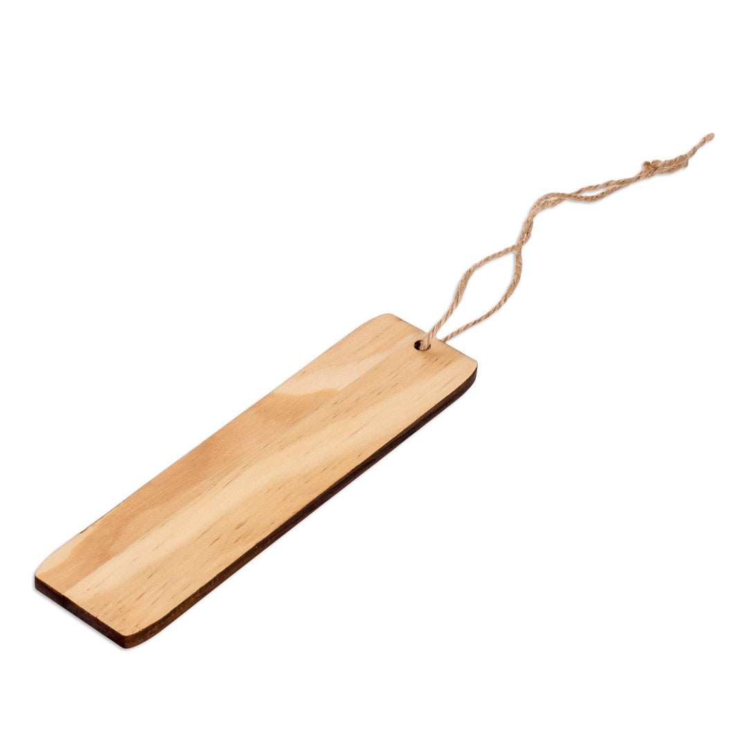 Tropical Frog-Themed Handcrafted Pinewood Bookmark - Lucky Words