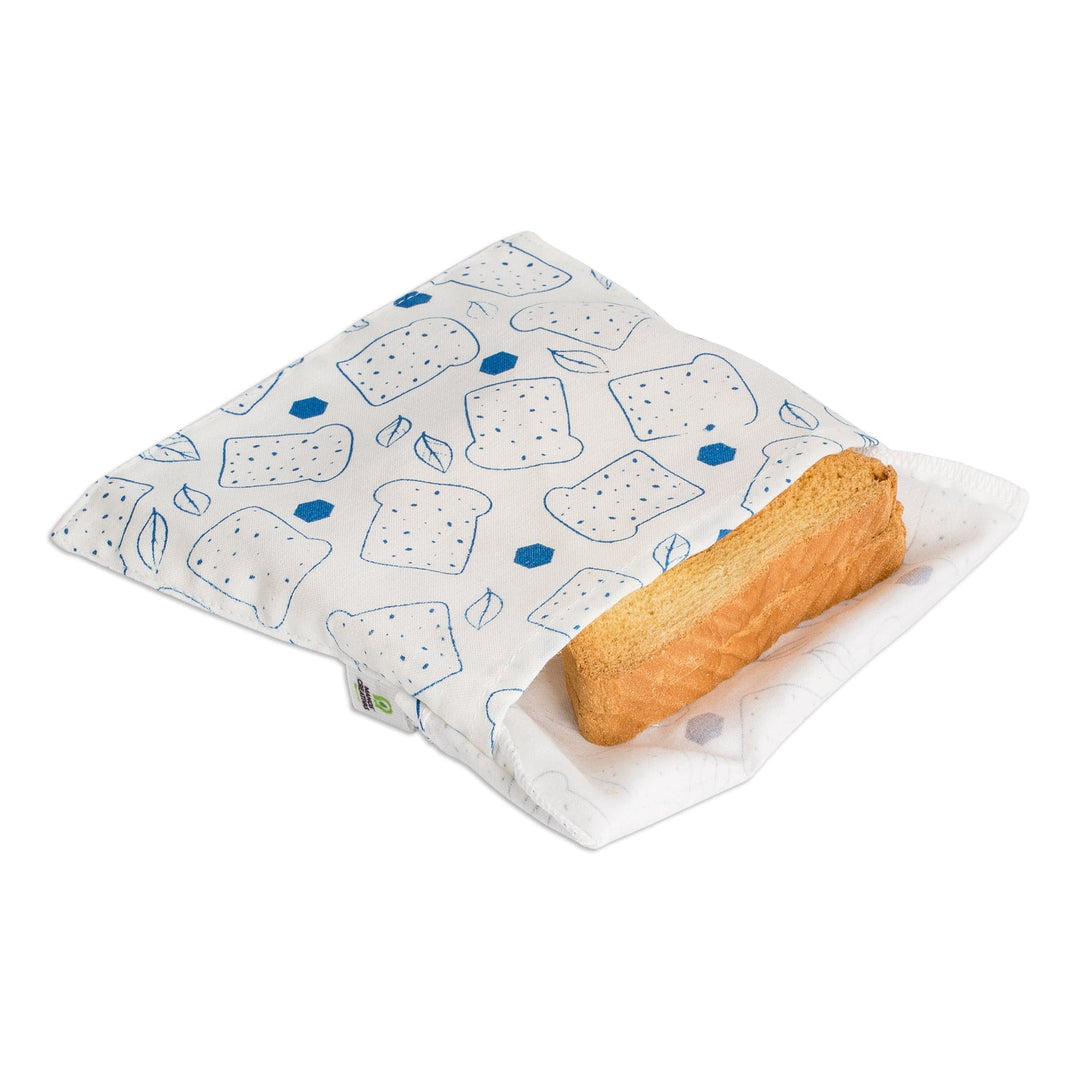 Reusable Eco-Friendly Biodegradable Cotton Sandwich Bag - Conscious Bites in Blue