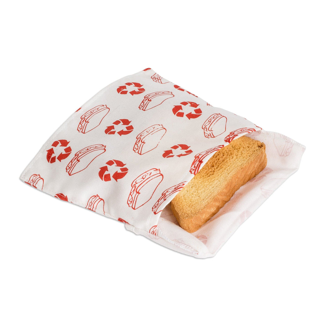 Handcrafted Reusable Biodegradable Cotton Sandwich Bag - Conscious Bites in Red