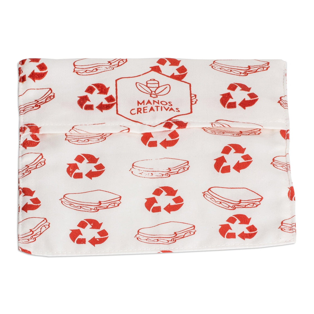 Handcrafted Reusable Biodegradable Cotton Sandwich Bag - Conscious Bites in Red
