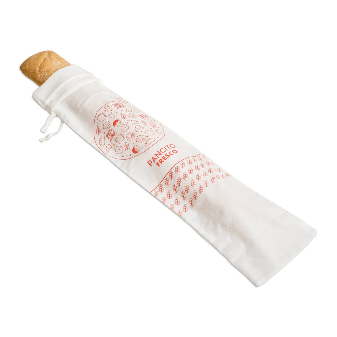 Reusable Biodegradable Hand-Printed Cotton Bread Bag - Freshness in Red