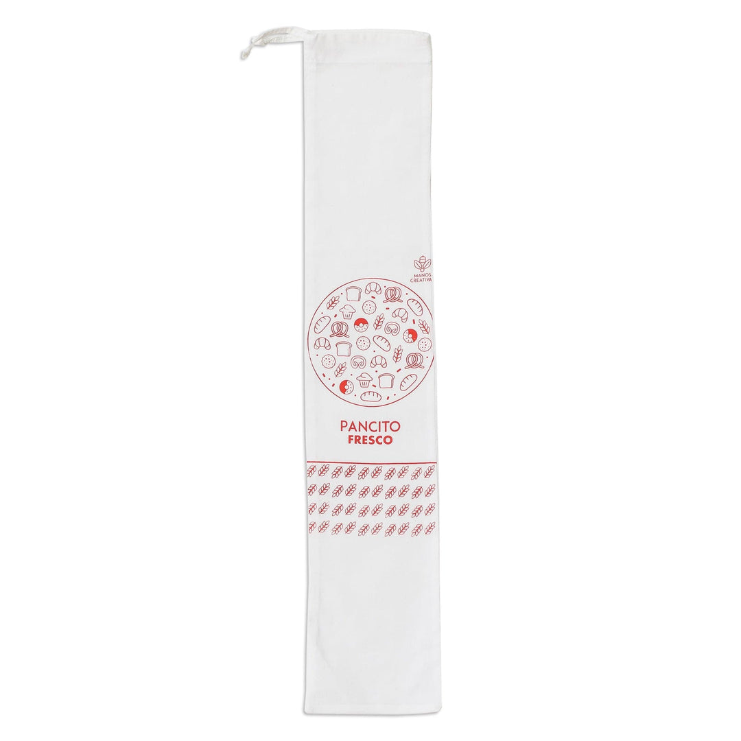 Reusable Biodegradable Hand-Printed Cotton Bread Bag - Freshness in Red
