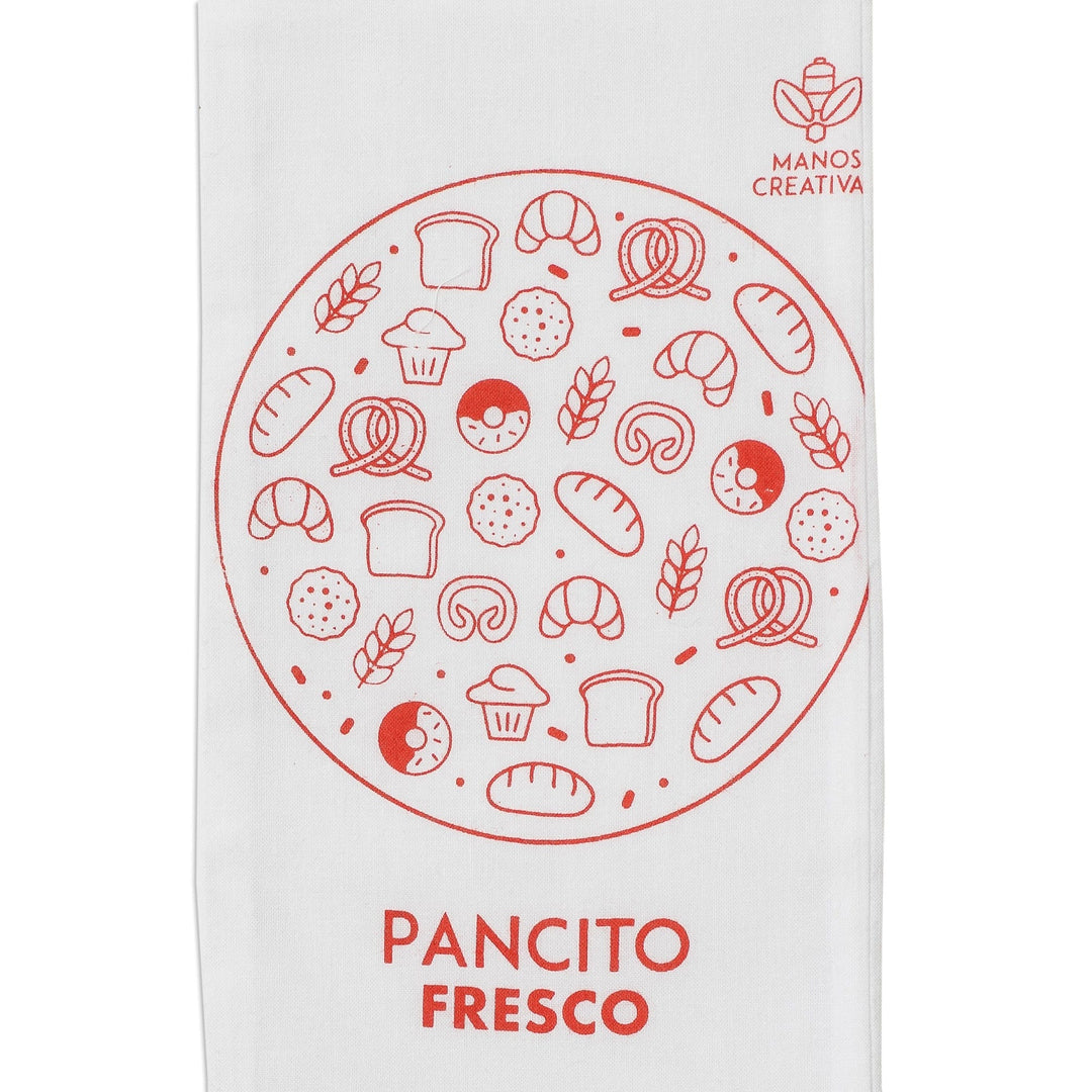 Reusable Biodegradable Hand-Printed Cotton Bread Bag - Freshness in Red