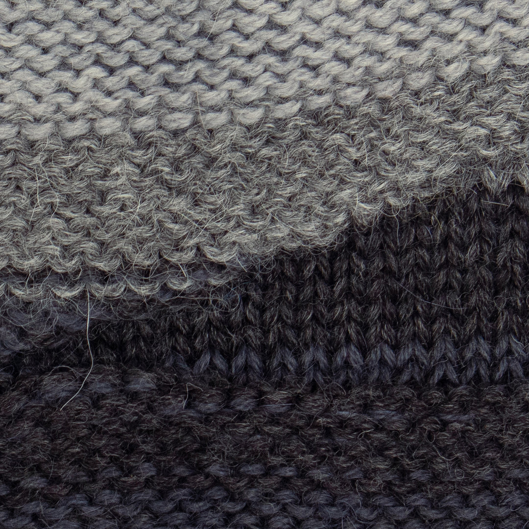 Knit 100% Alpaca Hat in Grey Silver and Black Hues from Peru - Monochromatic Shades
