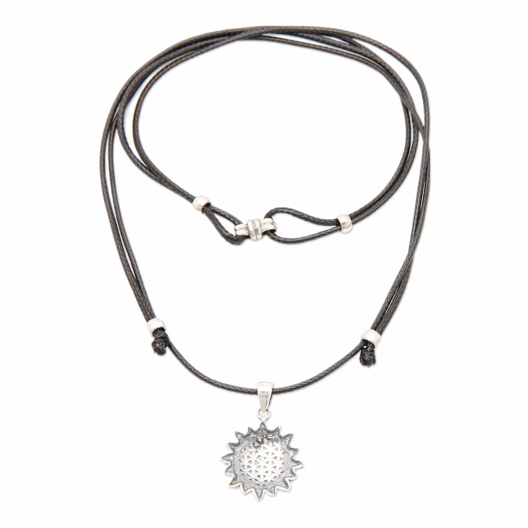 Adjustable Sun-Themed Sterling Silver Pendant Necklace - Summer Core