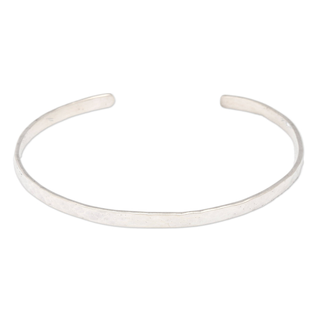 Modern Sterling Silver Cuff Bracelet in a Hammered Finish - Your Story