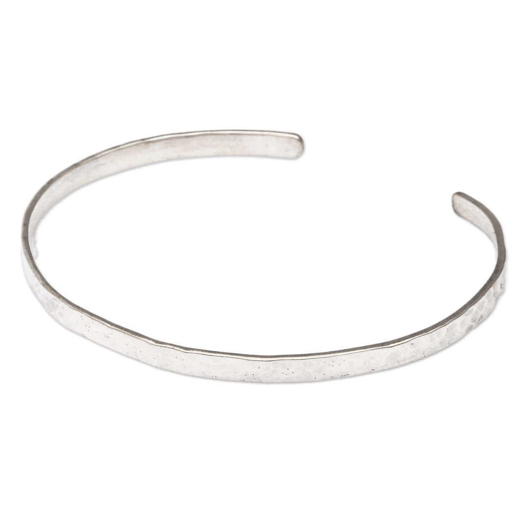 Modern Sterling Silver Cuff Bracelet in a Hammered Finish - Your Story