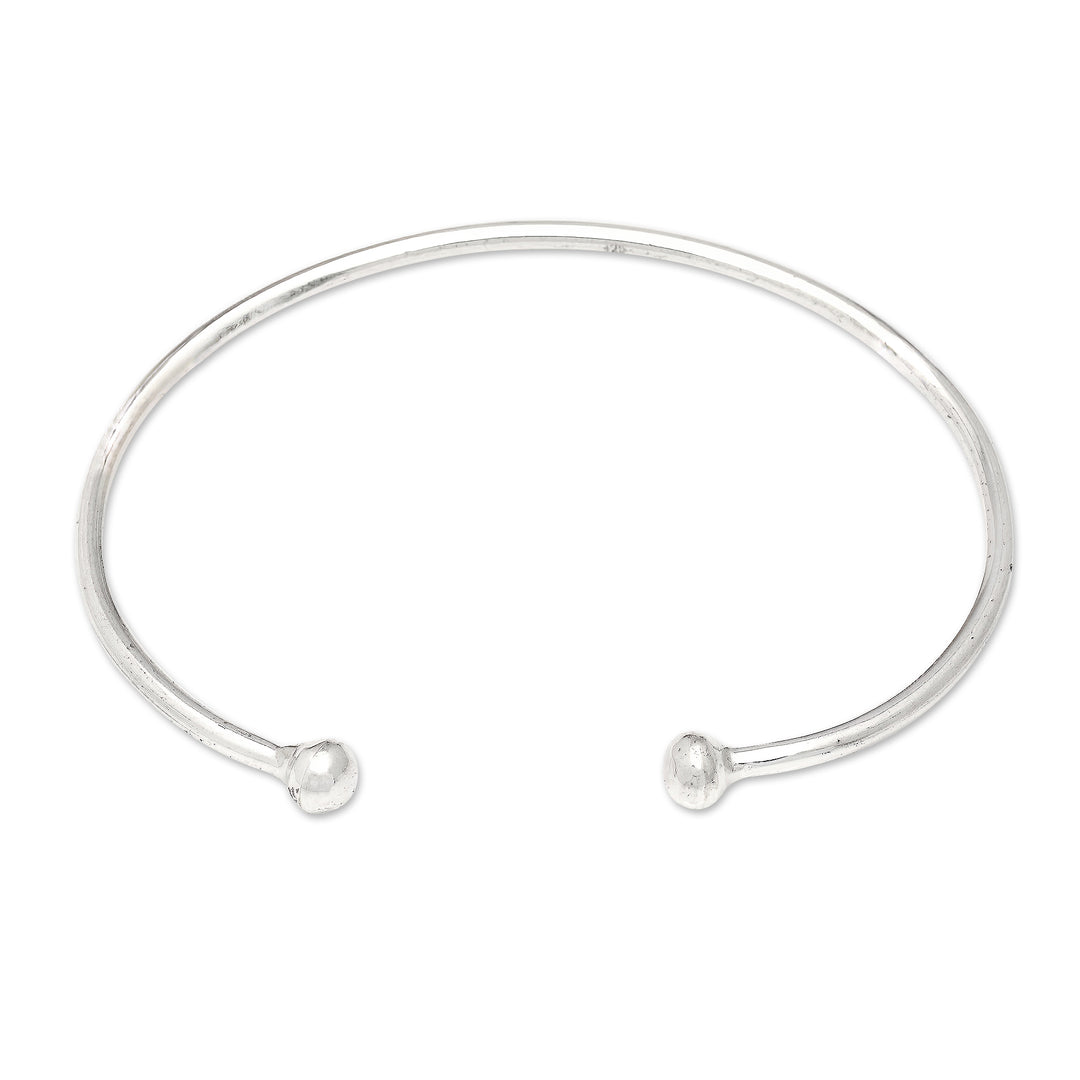 High Polished Minimalist Sterling Silver Cuff Bracelet - Globe-Trotting