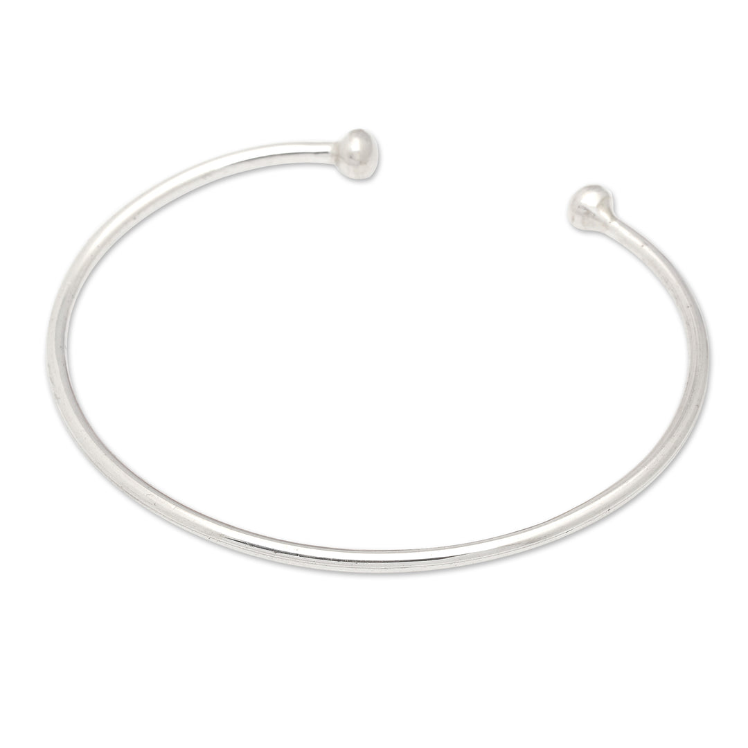 High Polished Minimalist Sterling Silver Cuff Bracelet - Globe-Trotting