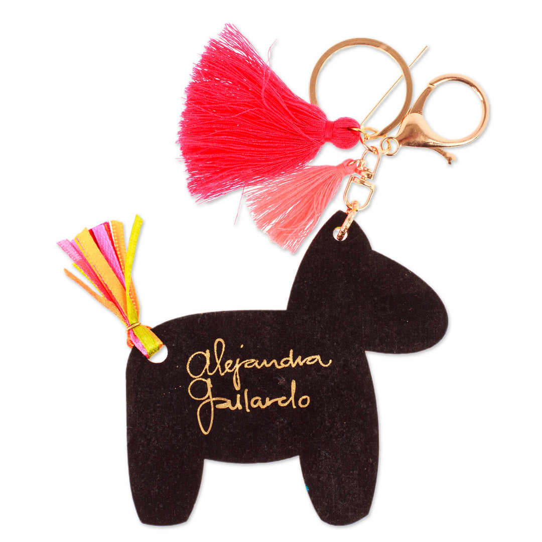 Hand-Painted Donkey Themed Wood Keychain and Bag Charm - Vivacious Donkey