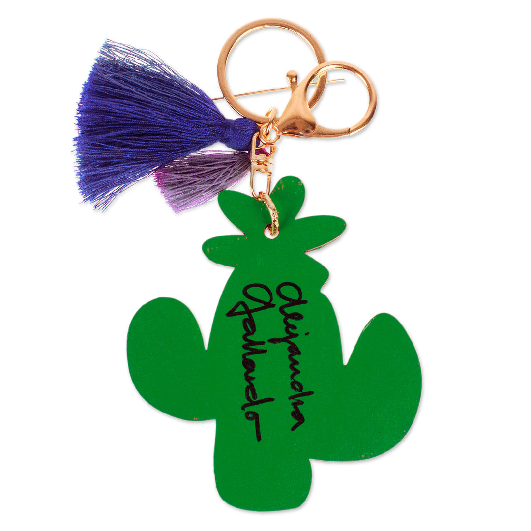 Hand-Painted Wood Prickly Pear Themed Keychain and Bag Charm - Adorable Prickly Pear