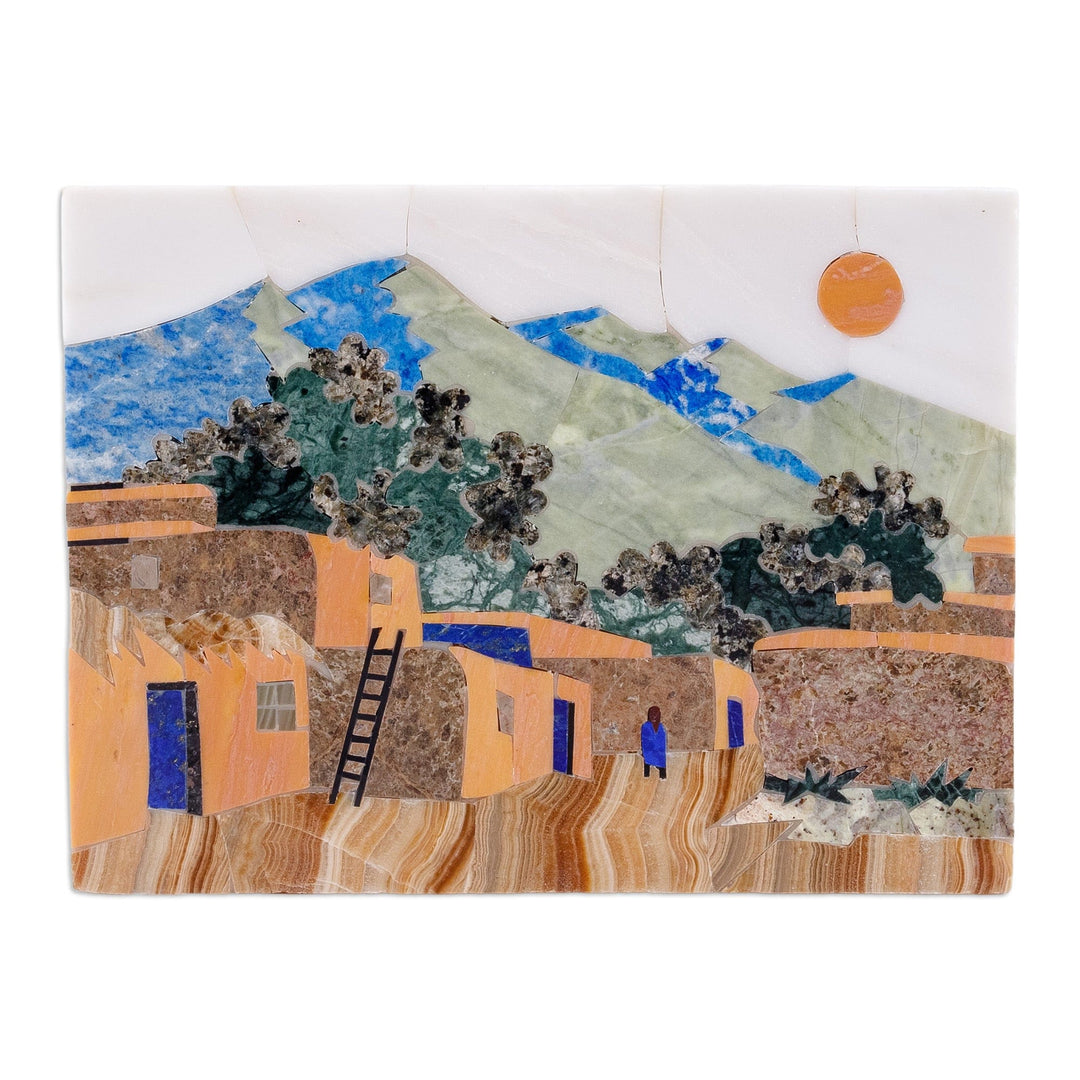 Handcrafted Traditional Landscape Multi-Gemstone Wall Art - Jewel Village