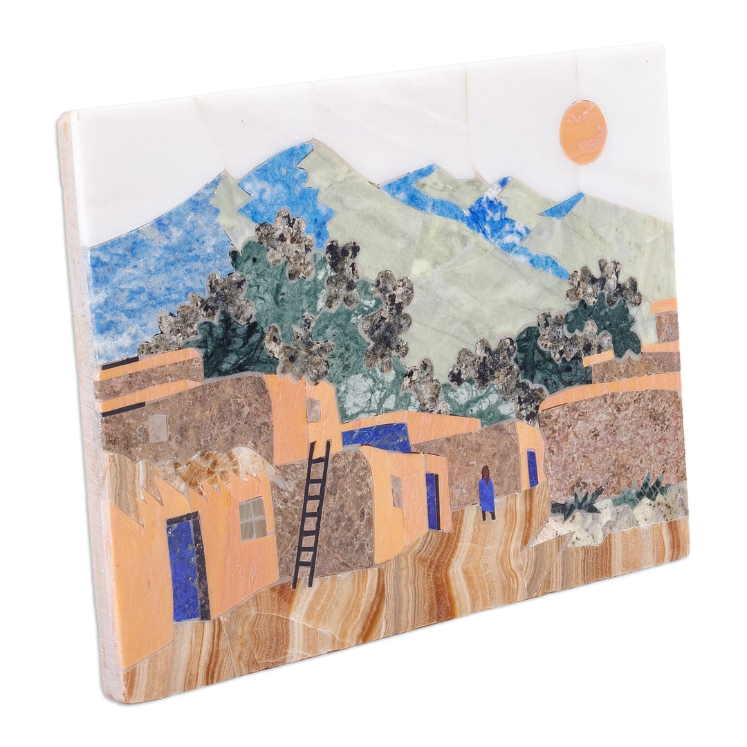 Handcrafted Traditional Landscape Multi-Gemstone Wall Art - Jewel Village