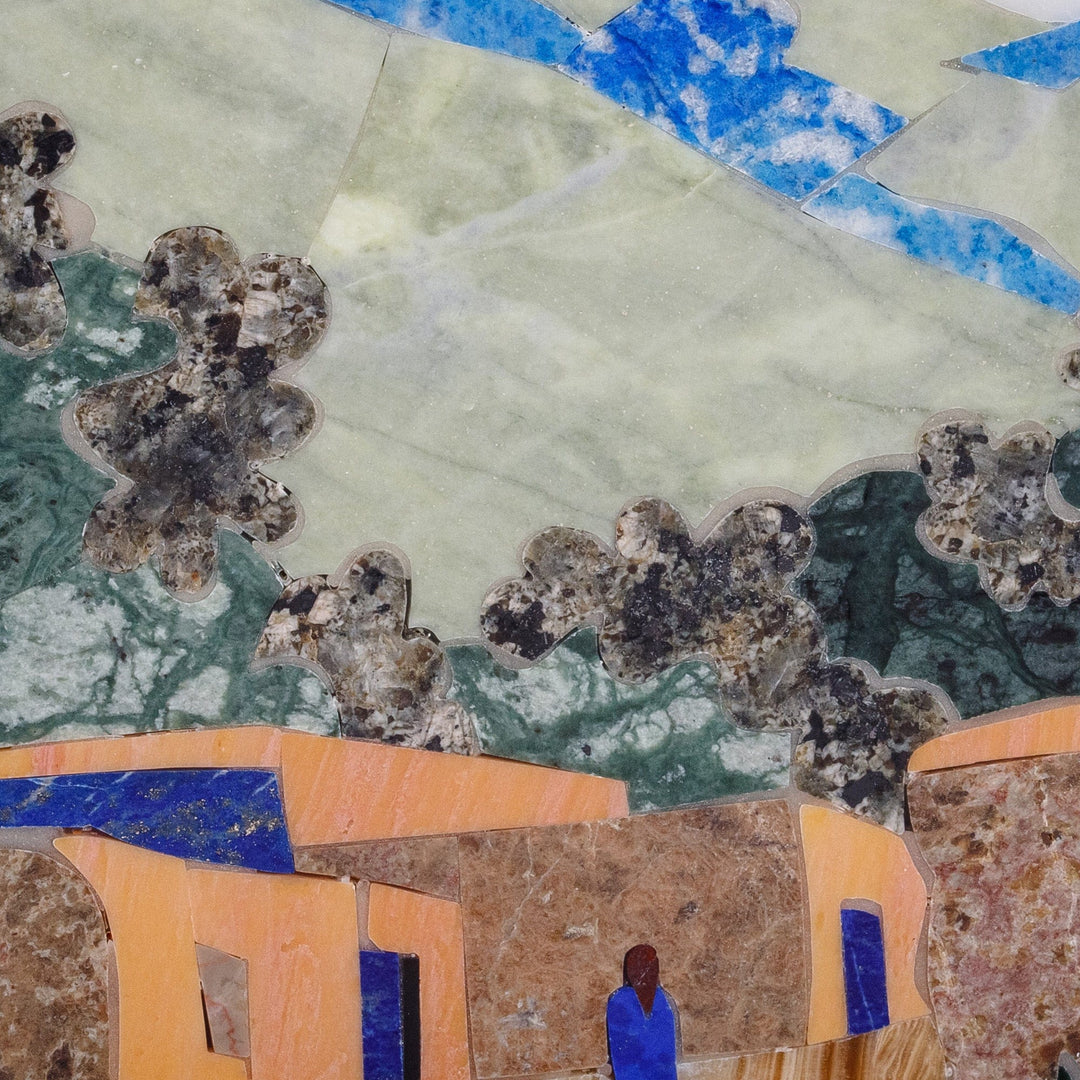 Handcrafted Traditional Landscape Multi-Gemstone Wall Art - Jewel Village