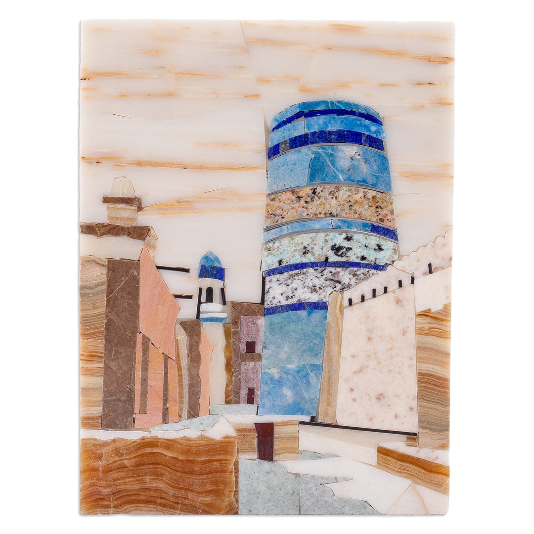 Handcrafted Traditional Cityscape Multi-Gemstone Wall Art - Khiva