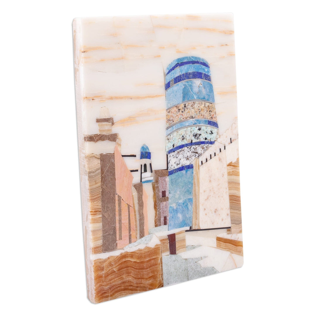 Handcrafted Traditional Cityscape Multi-Gemstone Wall Art - Khiva