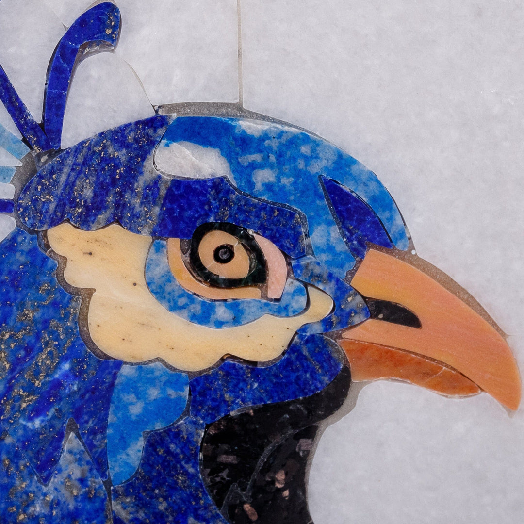 Handmade Traditional Peacock-Themed Multi-Gemstone Wall Art - Precious Peacock