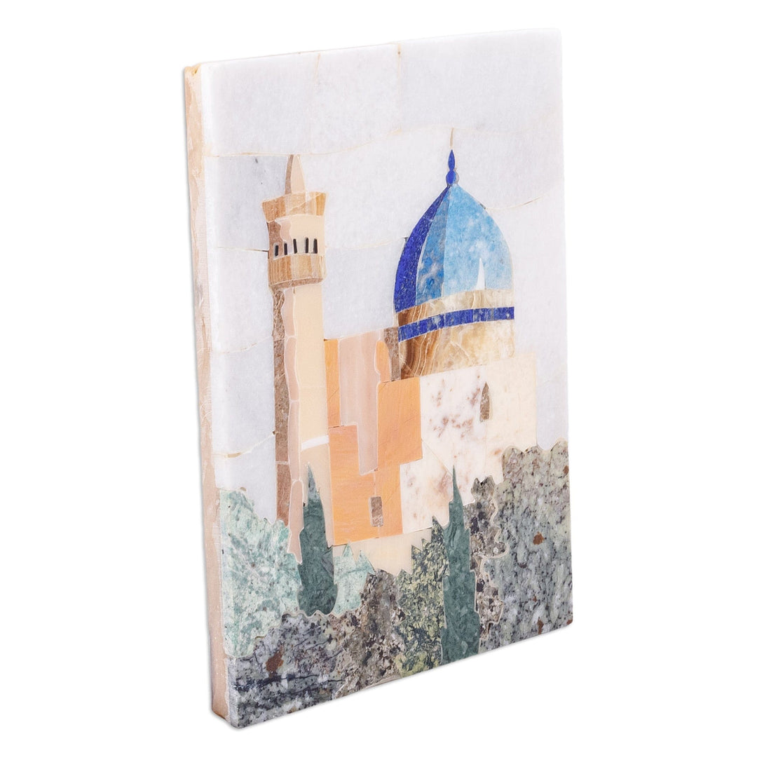 Handmade Traditional Architectural Multi-Gemstone Wall Art - Minaret and Dome