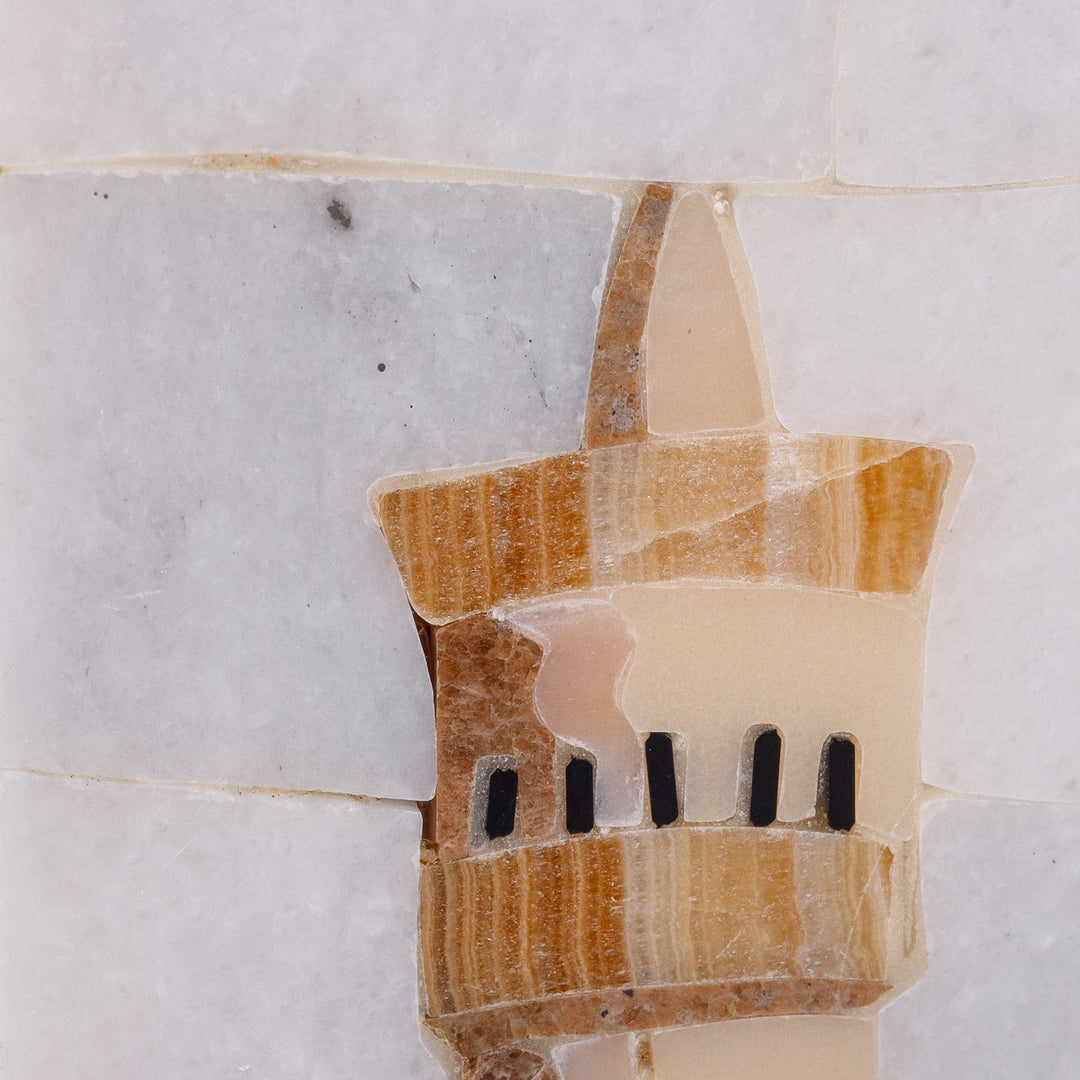 Handmade Traditional Architectural Multi-Gemstone Wall Art - Minaret and Dome