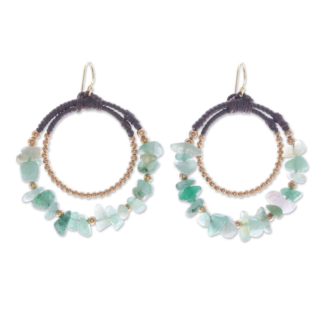 Polished Brass and Serpentine Beaded Dangle Earrings - Vital Goddess