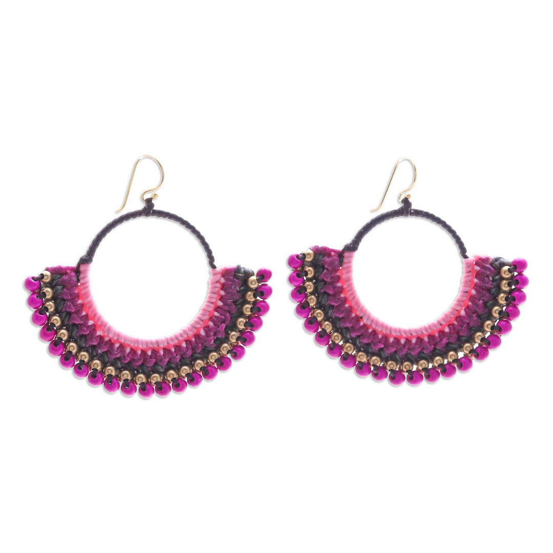Pink macrame dangle earrings Pink macrame dangle earrings