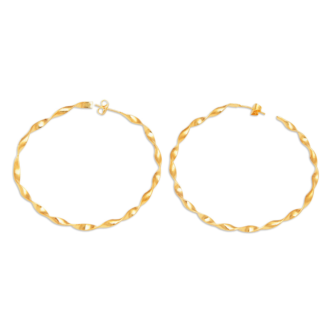 High-Polished 18k Gold-Plated Brass Half-Hoop Earrings - Triumph Ribbons