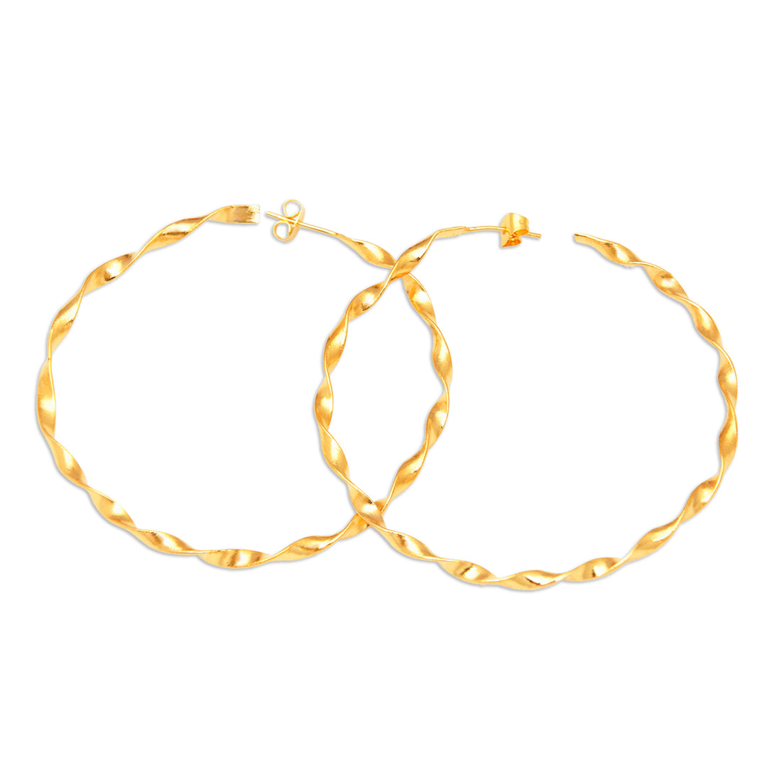 High-Polished 18k Gold-Plated Brass Half-Hoop Earrings - Triumph Ribbons