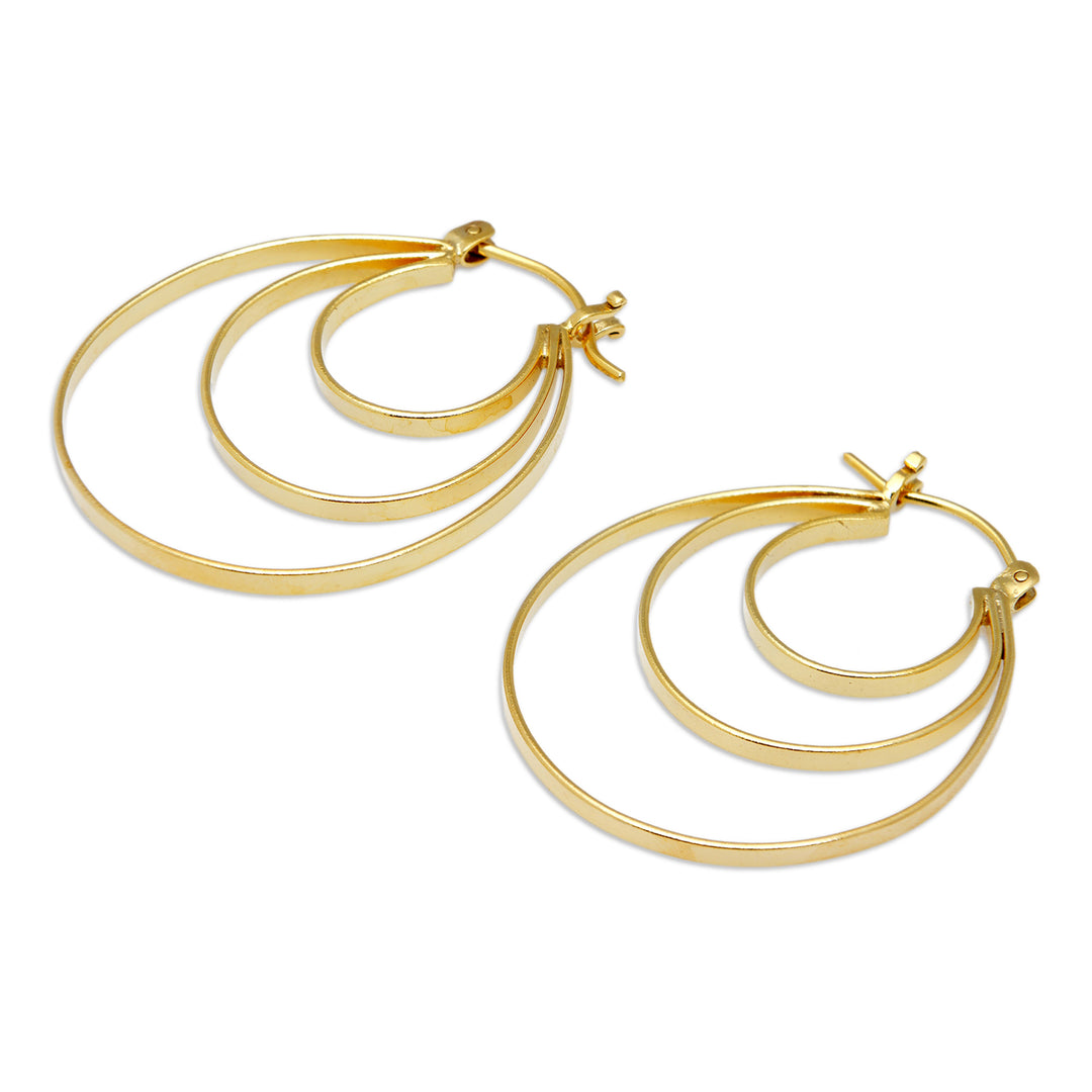 High-Polished Modern 18k Gold-Plated Hoop Earrings - Hypnotizing Victory