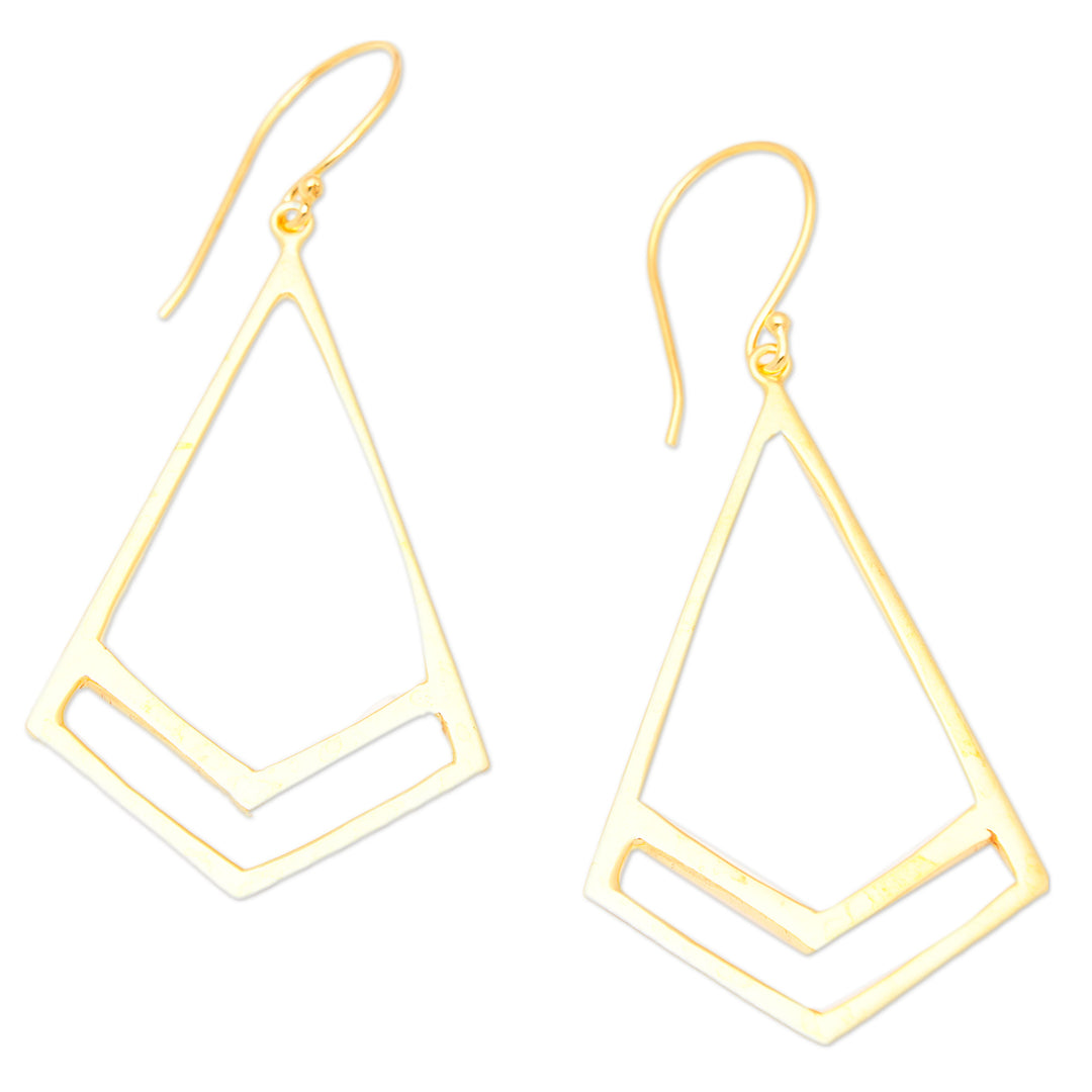 High Polished Geometric 18k Gold-Plated Dangle Earrings - Modern Victory