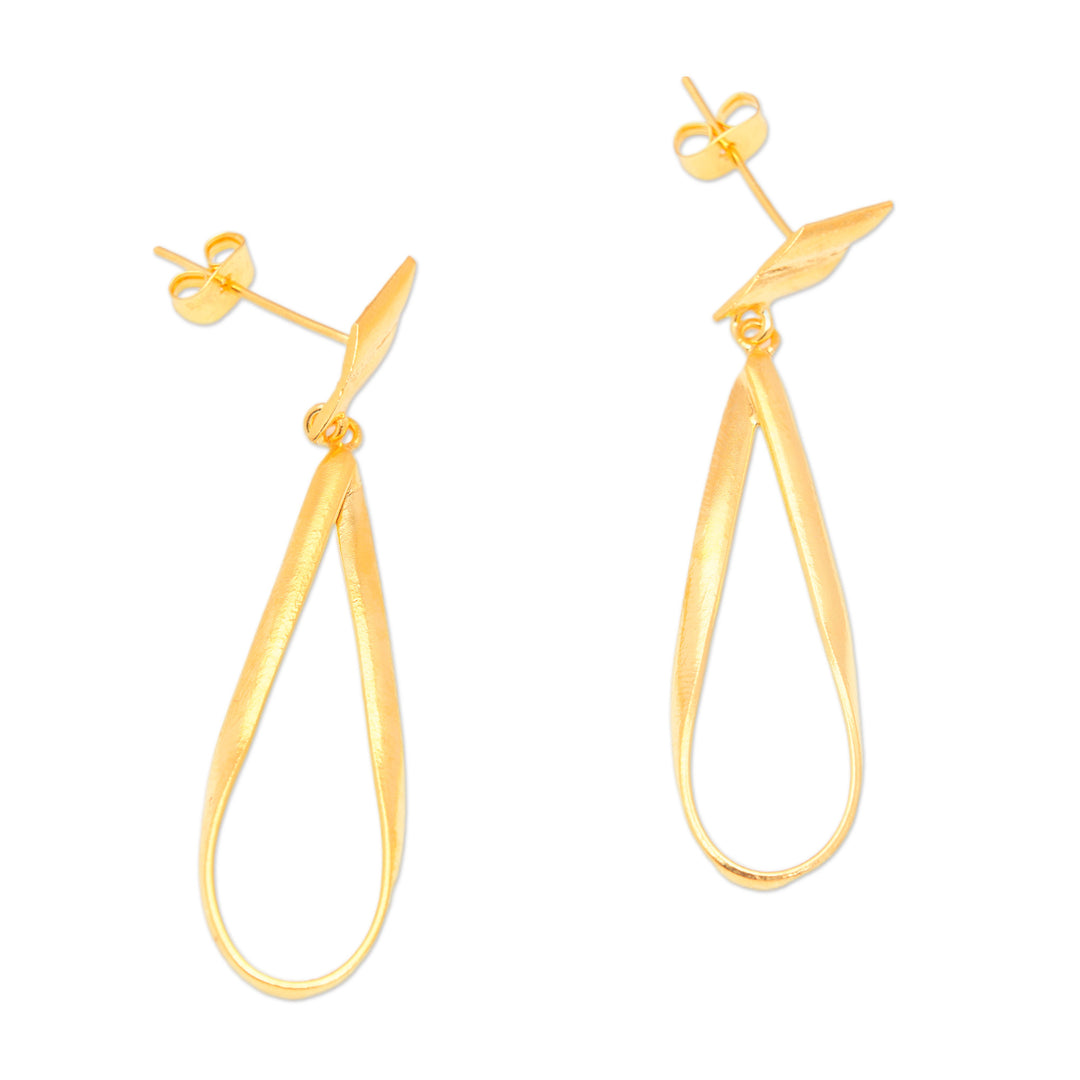High Polished 18k Gold-Plated Dangle Earrings from Bali - Trendy Me