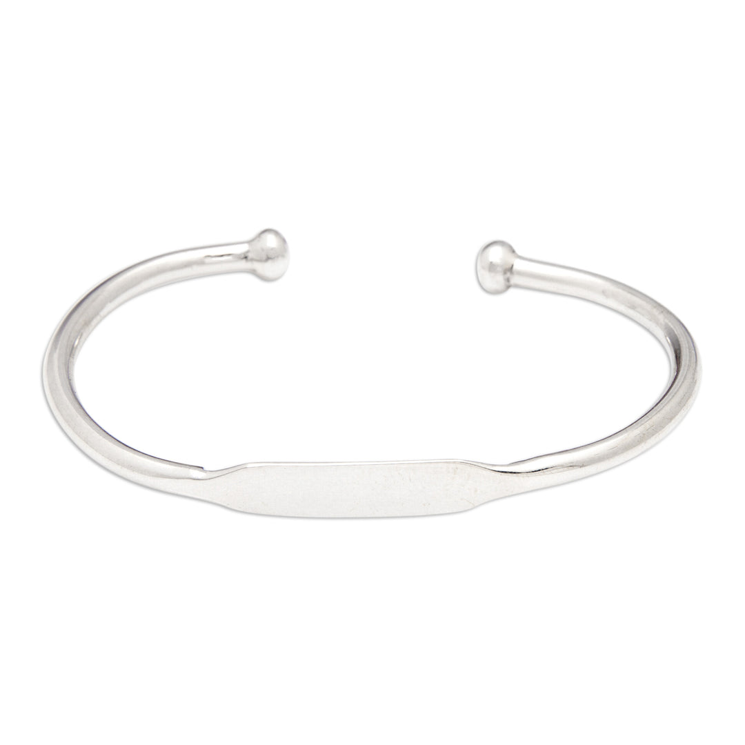 High Polished Modern Sterling Silver Cuff Bracelet - Royal Globe-Trotting