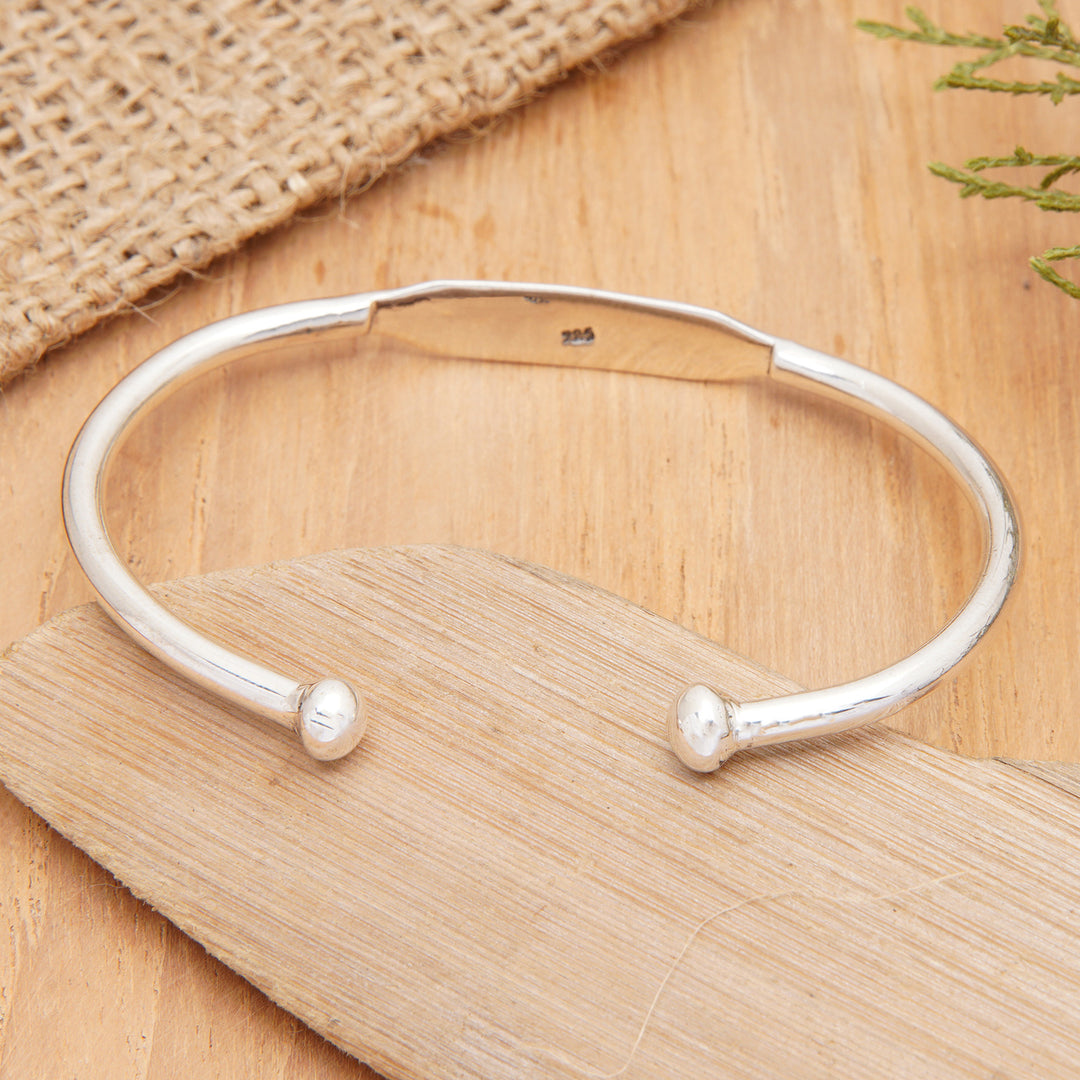 High Polished Modern Sterling Silver Cuff Bracelet - Royal Globe-Trotting