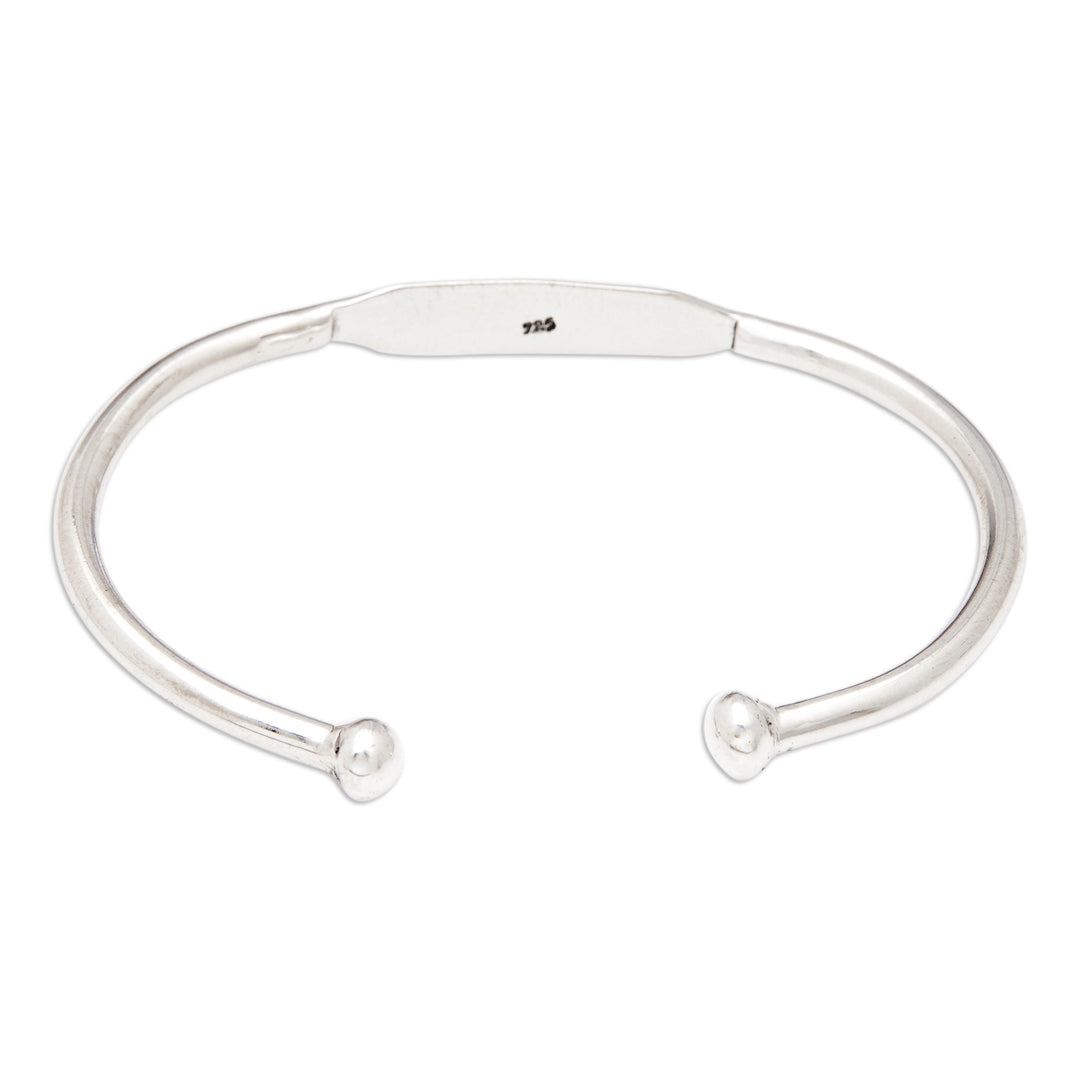 High Polished Modern Sterling Silver Cuff Bracelet - Royal Globe-Trotting